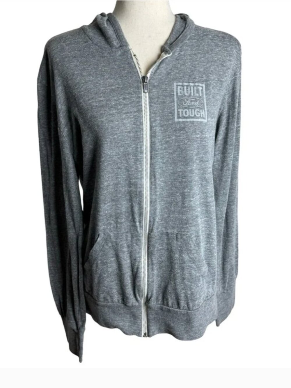 Ford Built Tough women’s gray zip hoodie size L (runs small)